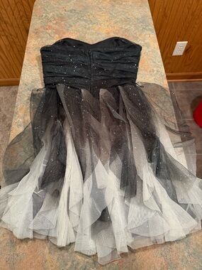 Teeze Me Sparkling Black Strapless Tulle Dress